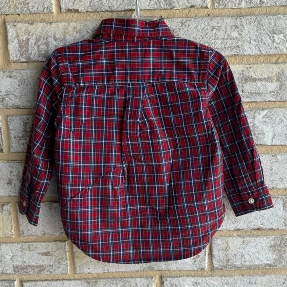 Ralph Lauren Long Sleeve Red Plaid Button Down Toddler's Size 18m.